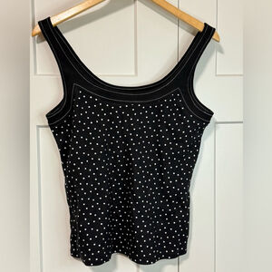 Anthropologie Black and White Polka Dot Tank Top size medium